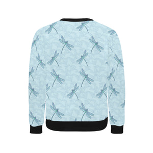 Dragonfly pattern blue background Men's Crew Neck Sweatshirt