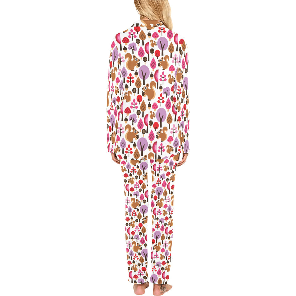 Squirrel Pattern Print Design 02 Women's Long Pajama Set