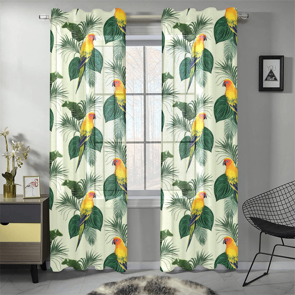 Beautiful parrot palm leaves pattern Gauze Curtain