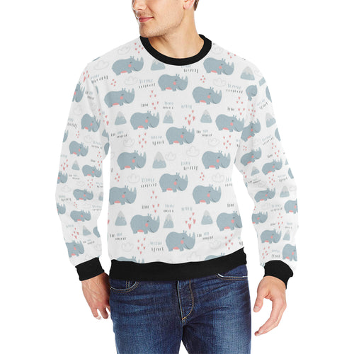 cute rhino heart pattern Men's Crew Neck Sweatshirt