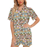 Sun Glasses Pattern Print Design 02 Women's V-Neck Short Pajama Set