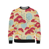 Red Bonsai gray sun japanese pattern Men's Crew Neck Sweatshirt