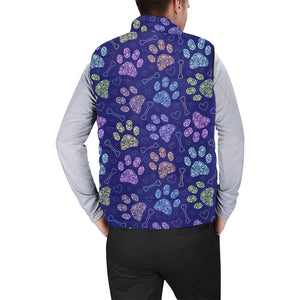 Dog Paws Pattern Print Design 02 Men's Padded Vest