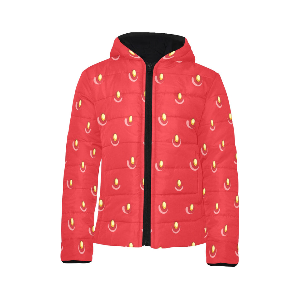 strawberry texture skin pattern Kids' Boys' Girls' Padded Hooded Jacket