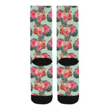 Beautiful flamingo tropical palm leaves hibiscus p Crew Socks
