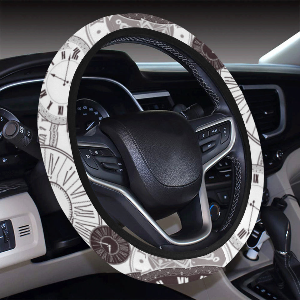 Classic vintage clock pattern Car Steering Wheel Cover