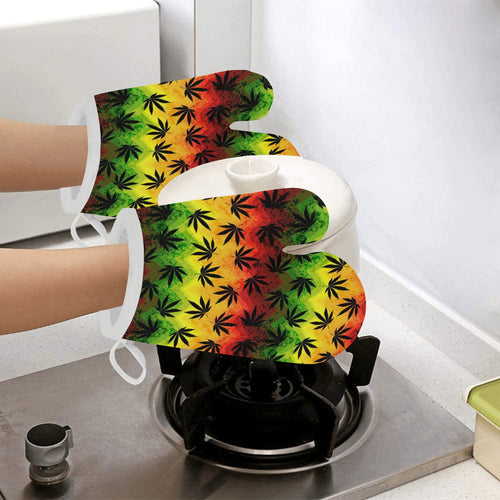 Canabis Marijuana Weed Pattern Print Design 03 Heat Resistant Oven Mitts