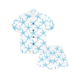 Watercolor starfish pattern Kids' Boys' Girls' V-Neck Short Pajama Set