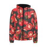 Tomato black background Men's Padded Hooded Jacket