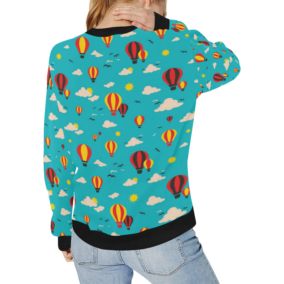 Hot Air Balloon Sky Pattern Women's Crew Neck Sweatshirt