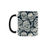 Sugar skull black white pattern Morphing Mug Heat Changing Mug