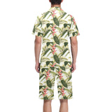 heliconia pattern Men's V-Neck Short Pajama Set