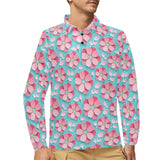 3D sakura cherry blossom pattern Men's Long Sleeve Polo Shirt