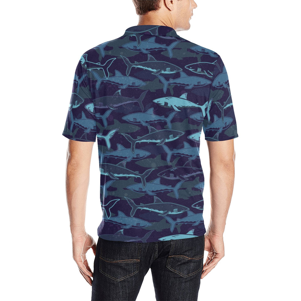 Shark pattern Men's All Over Print Polo Shirt