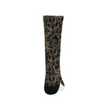 luxurious gold lotus waterlily black background Crew Socks