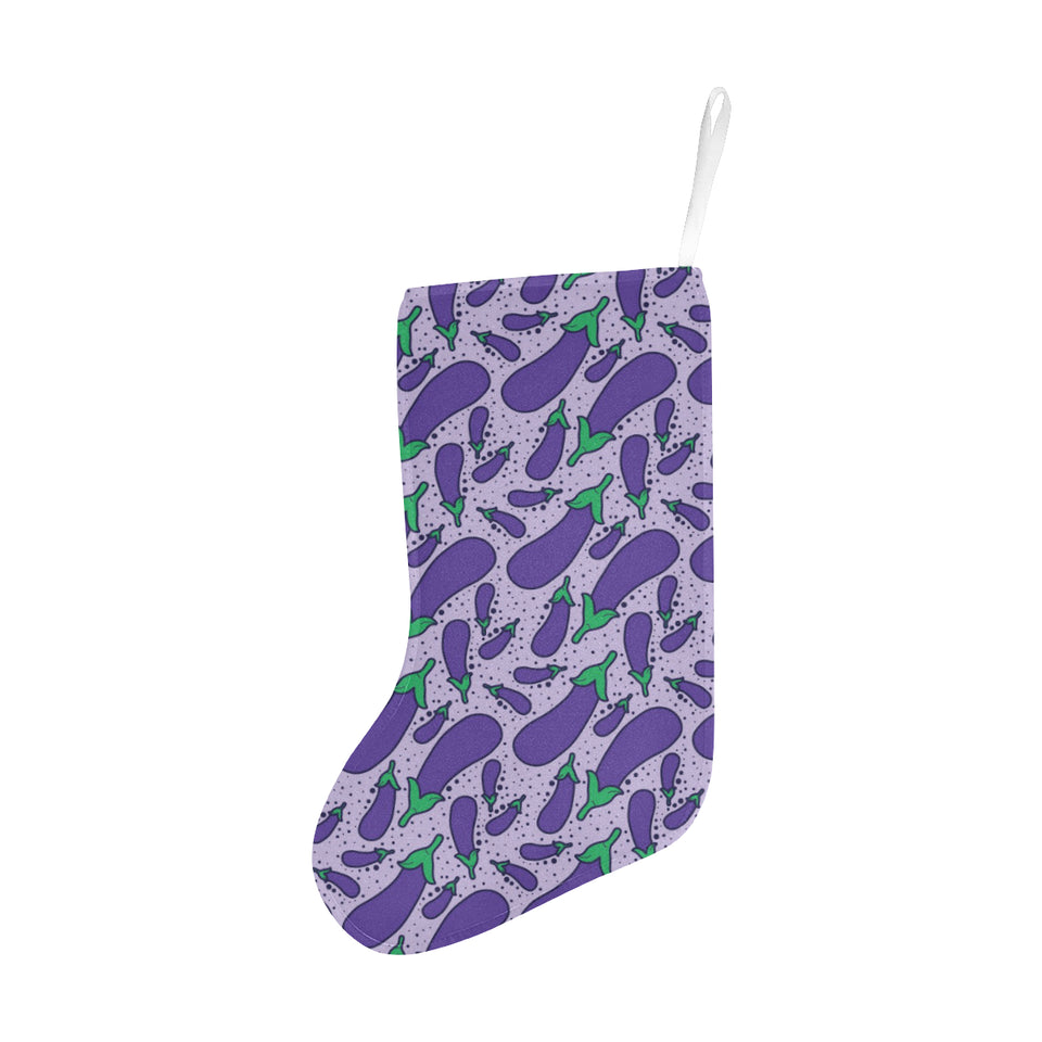Eggplant Pattern Print Design 03 Christmas Stocking