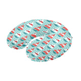 Red White sailboat wave background U-Shaped Travel Neck Pillow