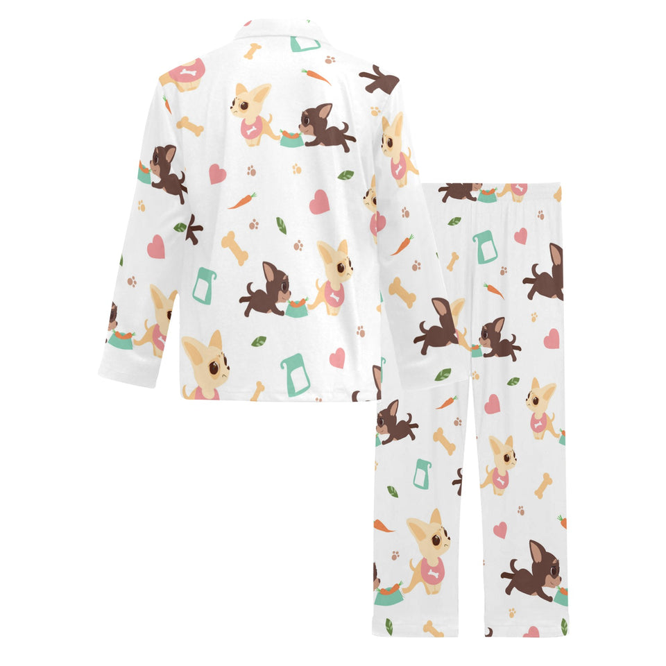 Cute Chihuahua puppie pattern Men's Long Pajama Set