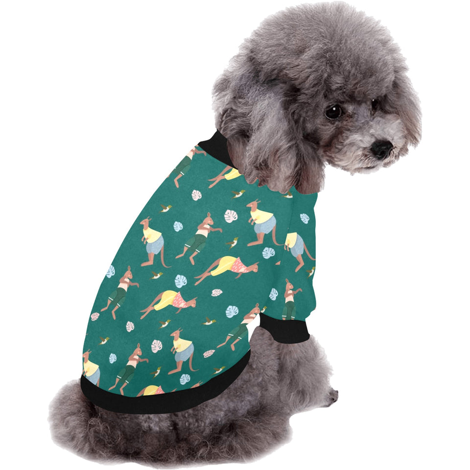 Kangaroo leaves pattern All Over Print Pet Dog Round Neck Fuzzy Shirt