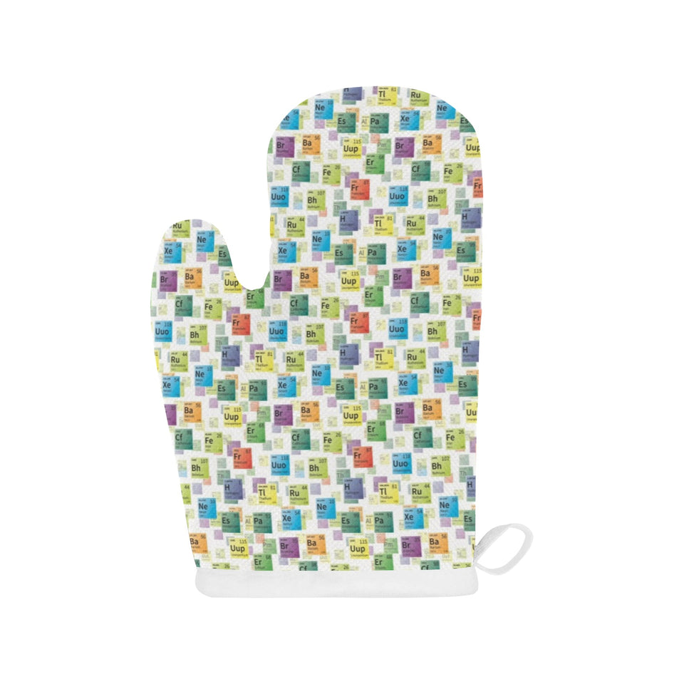 Chemistry Periodic Table Pattern Print Design 05 Heat Resistant Oven Mitts