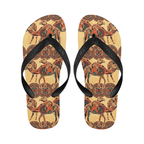 Camel polynesian tribal design pattern Unisex Flip Flops