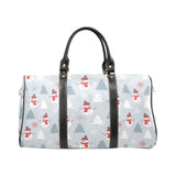 Snowman christmas tree snow gray background Travel Bag