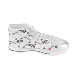 Hand Drawn faces of pandas pattern Women's High Top Canvas Shoes White