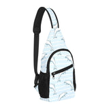 Dolphin blue striped background All Over Print Chest Bag