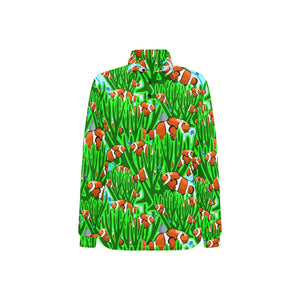 Clown Fish Pattern Print Design 01 Women's Long Sleeve Polo Shirt