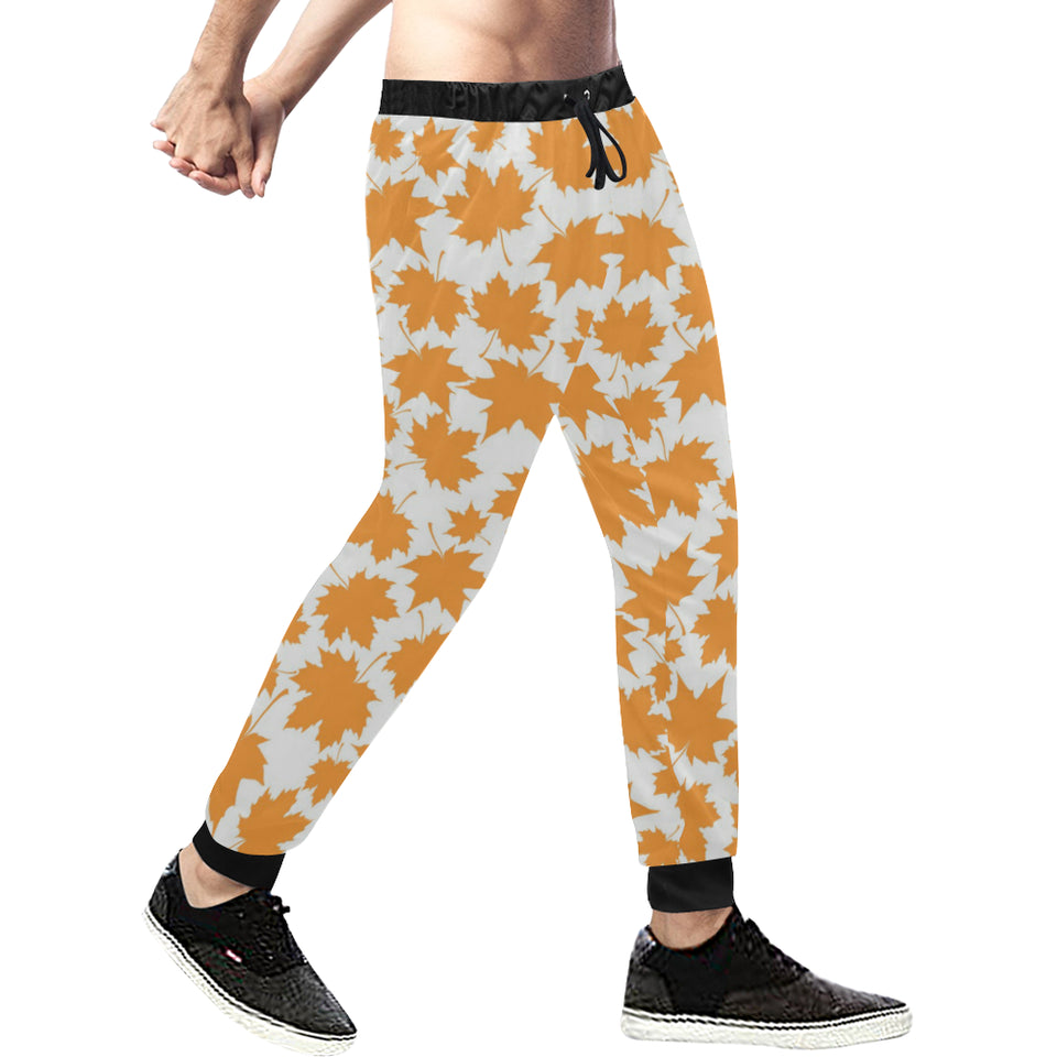 Orange Maple Leaf pattern Unisex Casual Sweatpants