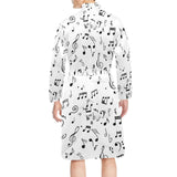 Music Notes Pattern Print Design 04 Men's Long Sleeve Belted Night Robe