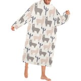 Llama Alpaca pattern Blanket Robe with Sleeves