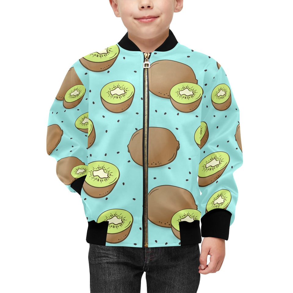 Kiwi blue background Kids' Boys' Girls' Bomber Jacket
