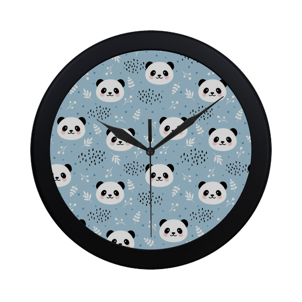 Cute panda pattern Elegant Black Wall Clock