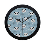 Cute panda pattern Elegant Black Wall Clock