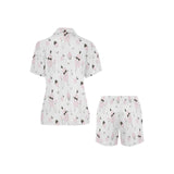 Poodle dog rose cake pattern Women's V-Neck Short Pajama Set