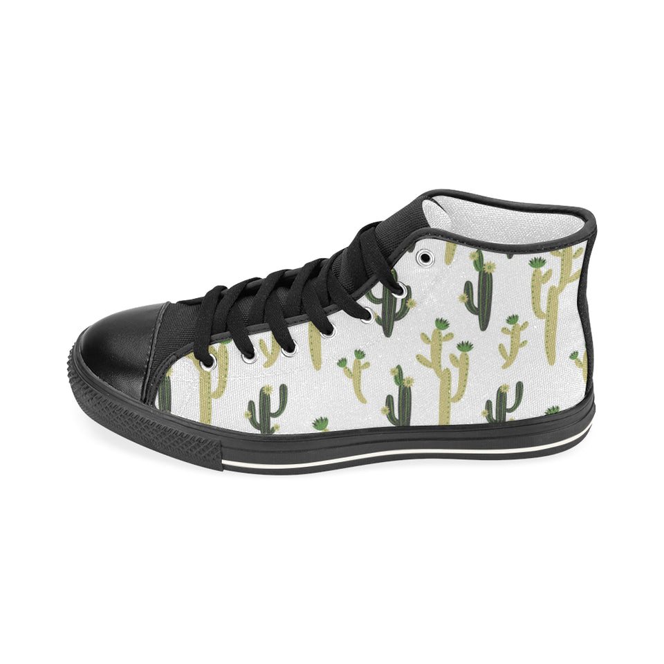 Cute cactus pattern Men's High Top Canvas Shoes Black