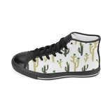 Cute cactus pattern Men's High Top Canvas Shoes Black