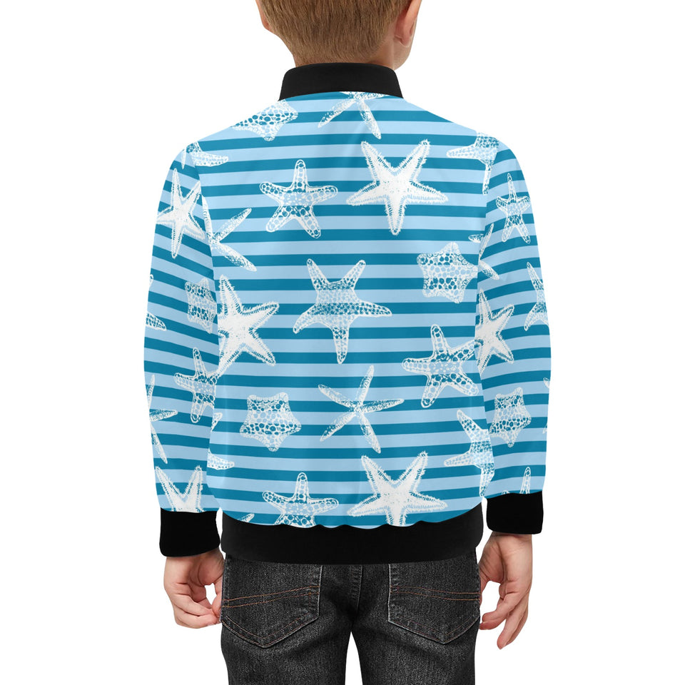 Starfish blue blackground Kids' Boys' Girls' Bomber Jacket