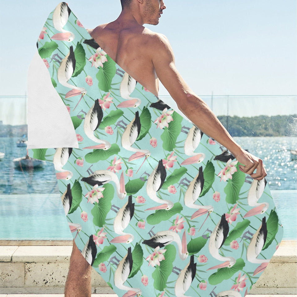 Pelican Pattern Print Design 01 Beach Towel