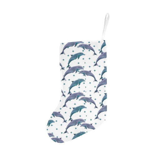 Dolphins pattern dotted background Christmas Stocking
