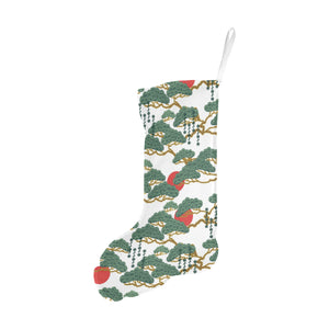 Bonsai red sun japanese pattern Christmas Stocking