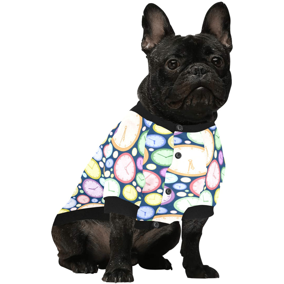 Colorful clock background All Over Print Pet Dog Round Neck Fuzzy Shirt
