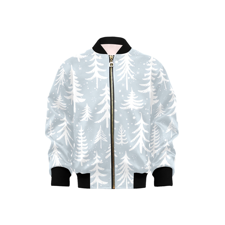 Christmas tree winter forest pattern Kids' Boys' Girls' Bomber Jacket