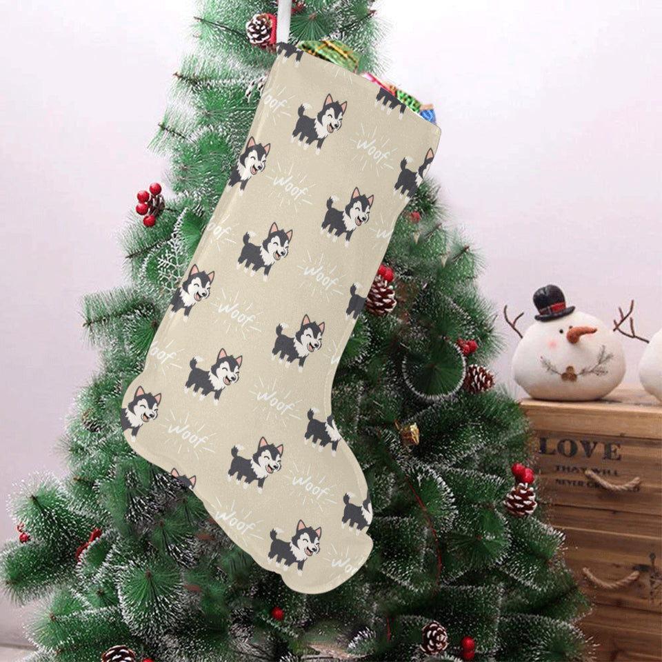 Cute Siberian Husky Christmas Stocking