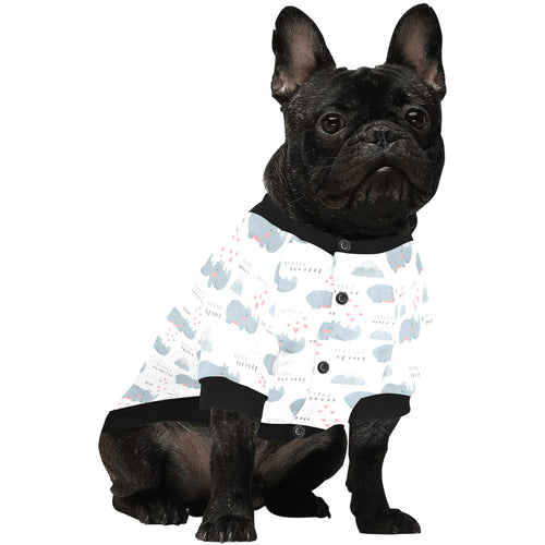 cute rhino heart pattern All Over Print Pet Dog Round Neck Fuzzy Shirt