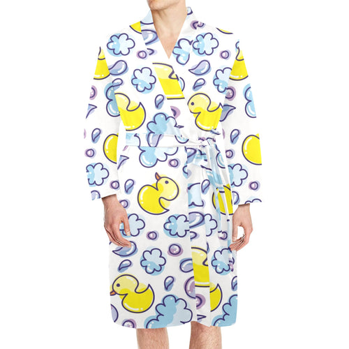 Duck Pattern Print Design 01 Men's Long Sleeve Belted Night Robe
