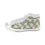 Pineapples pattern striped background Men's High Top Canvas Canvas Shoes White