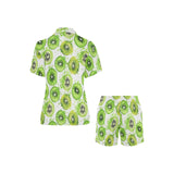 Watercolor kiwi pattern Women's V-Neck Short Pajama Set