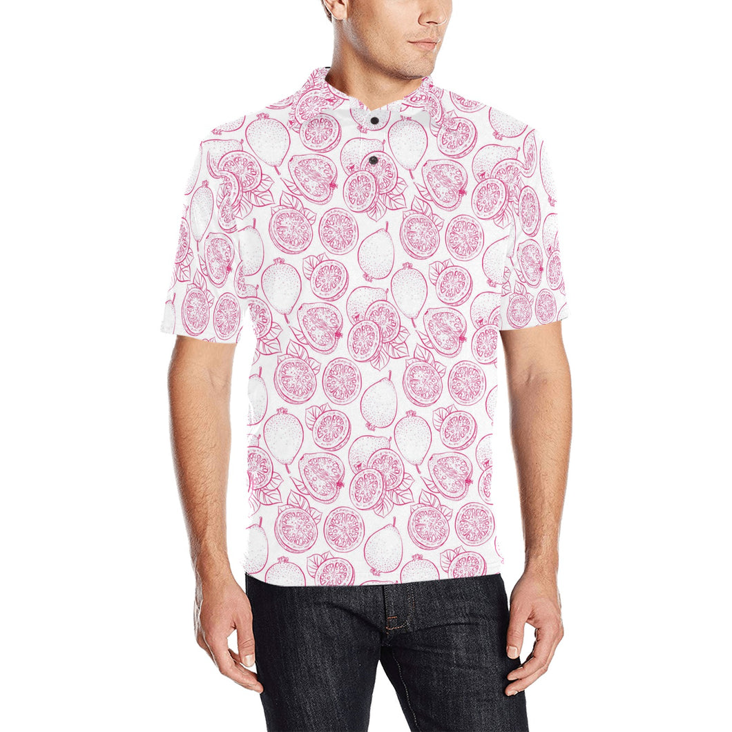 Sketch guava pattern Men's All Over Print Polo Shirt